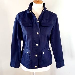 TALBOTS Navy Twill Utility Military Jacket